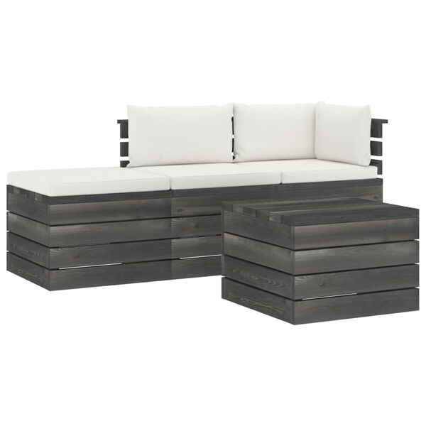 vidaXL 4 Piece Garden Pallet Lounge Set with Cushions Solid Pinewood