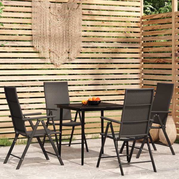 vidaXL 5 Piece Garden Dining Set Black