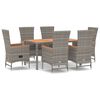 vidaXL 7 Piece Garden Dining Set with Cushions Grey Poly Rattan