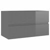 vidaXL 2 Piece Bathroom Furniture Set High Gloss Grey Engineered Wood