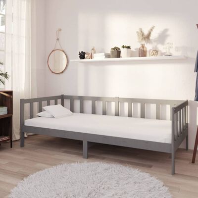 vidaXL Day Bed without Mattress Grey Solid Wood Pine 90x200 cm