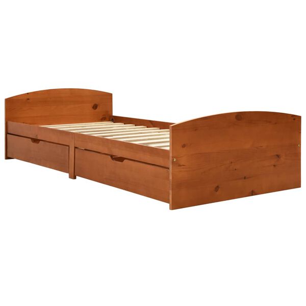 vidaXL Bed Frame with 2 Drawers without Mattress Honey Brown 90x200 cm