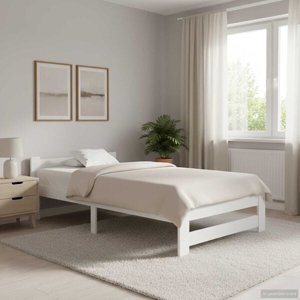 vidaXL Bed Frame without Mattress White Solid Pine Wood 90x200 cm