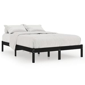 vidaXL Bed Frame | Black | Solid pinewood | 140x200 cm | Modern | Bed Frame