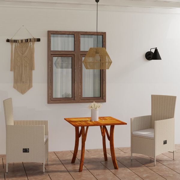 vidaXL 3 Piece Garden Dining Set Beige