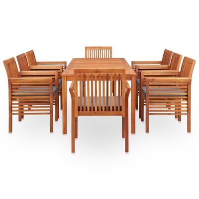 vidaXL 9 Piece Outdoor Dining Set with Cushions Solid Wood Acacia