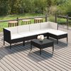 vidaXL 6 Piece Garden Lounge Set with Cushions Poly Rattan Black