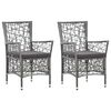 vidaXL Outdoor Chairs 2 pcs with Cushions Poly Rattan Grey