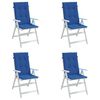 vidaXL Garden Highback Chair Cushions 4 pcs Royal Blue 120x50x3 cm Fabric