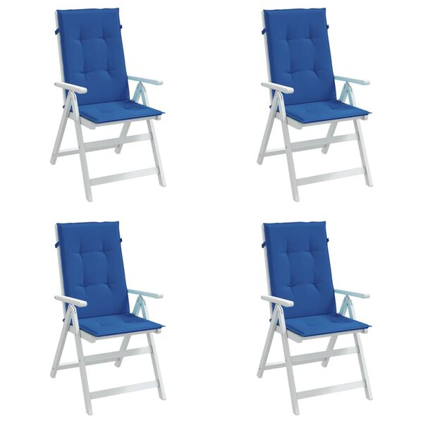 vidaXL Garden Highback Chair Cushions 4 pcs Royal Blue 120x50x3 cm Fabric
