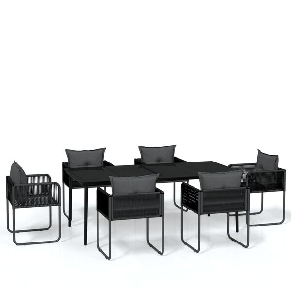 vidaXL 7 Piece Garden Dining Set Black