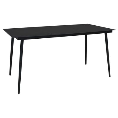 vidaXL Garden Dining Table Black 190x90x74 cm Steel and Glass