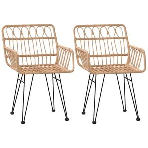 vidaXL Garden Chairs 2 pcs with Armrest 56x64x80 cm PE Rattan