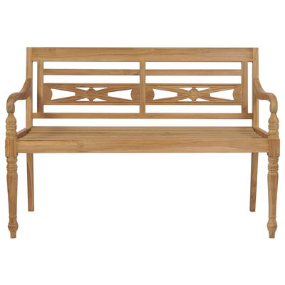 vidaXL Batavia Bench with Cream White Cushion 120 cm Solid Teak Wood