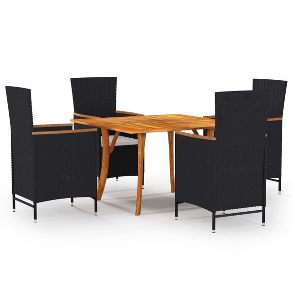 vidaXL 5 Piece Garden Dining Set Black