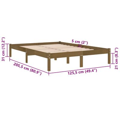 vidaXL Bed Frame without Mattress Honey Brown Solid Wood 120x200 cm