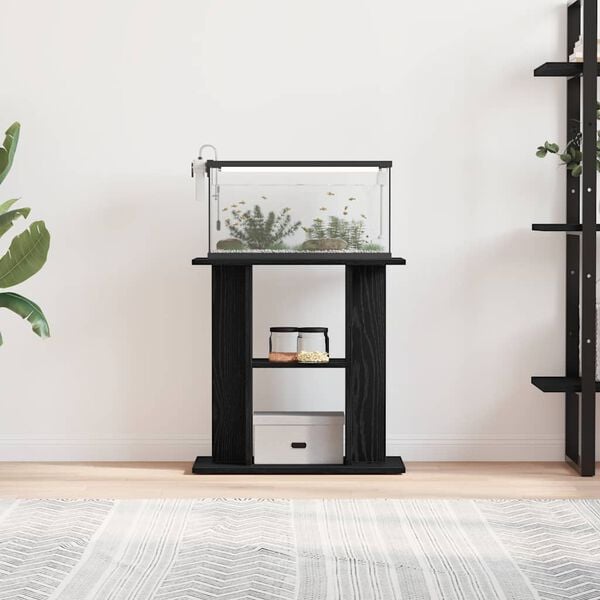 vidaXL Aquarium Stand Black Oak 60x30x60 cm Engineered Wood