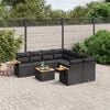 vidaXL 9 Piece Garden Sofa Set with Cushions Black Poly Rattan