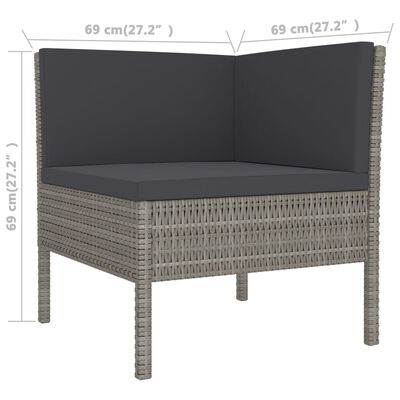 vidaXL 5 Piece Garden Lounge Set with Cushions Poly Rattan Grey