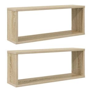 vidaXL Wall Cube Shelves 2 pcs Sonoma Oak 60x15x23 cm Engineered Wood