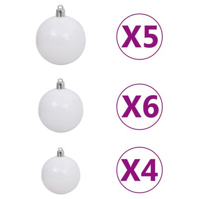 vidaXL Artificial Pre-lit Christmas Tree with Ball Set White 180 cm PVC