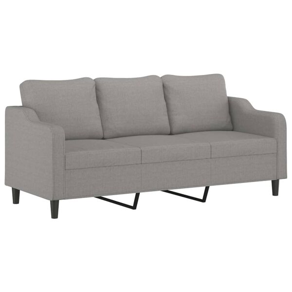 vidaXL 3-Seater Sofa with Pillows&Cushions Light Grey 180 cm Fabric