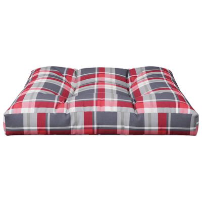 vidaXL Pallet Cushion Red Check Pattern 80x80x12 cm Fabric