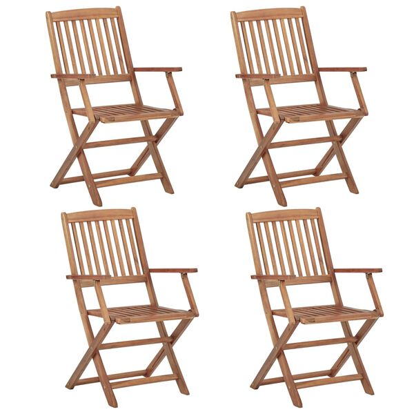 vidaXL Folding Garden Chairs 4 pcs with Cushions Solid Wood Acacia