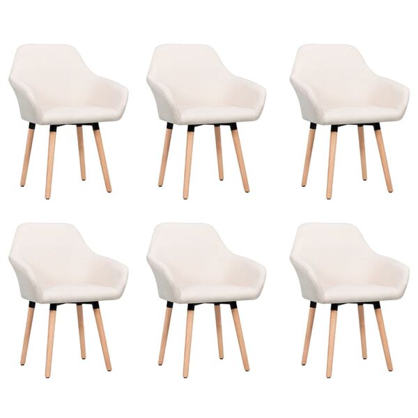 vidaXL Dining Chairs 6 pcs Cream Fabric