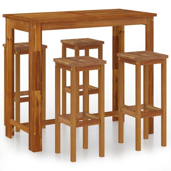 vidaXL 5 Piece Garden Bar Set Solid Wood Acacia