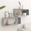 vidaXL Wall Cube Shelf 2 pcs Concrete Grey 60x15x23 cm Engineered Wood