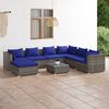 vidaXL 8 Piece Garden Lounge Set with Cushions Poly Rattan Grey