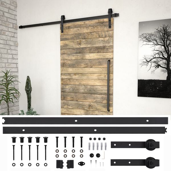 vidaXL Sliding Door SKIEN Hardware Kit 200 cm Steel Black