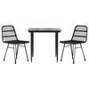 vidaXL 3 Piece Garden Dining Set Black Poly Rattan