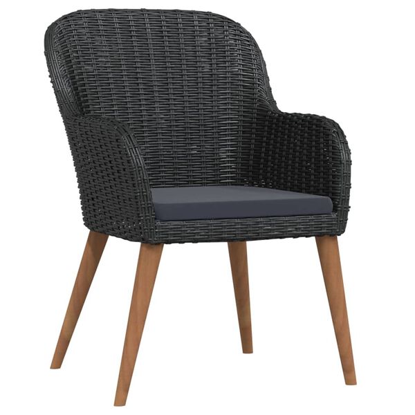 vidaXL 3 Piece Garden Dining Set with Cushions Black