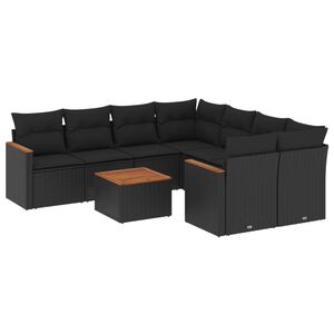 vidaXL Garden Sofa Set | Black | PE rattan | Large | Modular | Garden Sofa Set