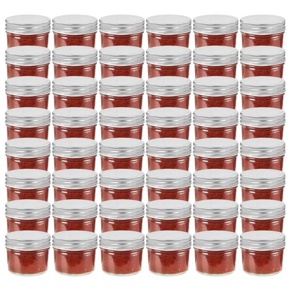 vidaXL Glass Jam Jars with Silver Lids 48 pcs 110 ml