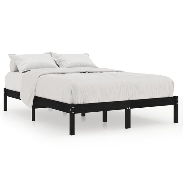 vidaXL Bed Frame without Mattress Black Solid Wood King Size