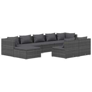 vidaXL Garden Lounge Set | Grey | PE rattan, powder-coated steel | Large