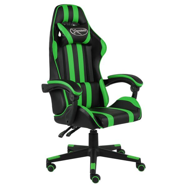 vidaXL Racing Chair Black and Green Faux Leather