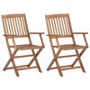 vidaXL Folding Garden Chairs 2 pcs with Cushions Solid Acacia Wood