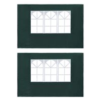 vidaXL Party Tent Sidewall 2 pcs with Window PE Green