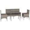 vidaXL 4 Piece Garden Lounge Set with Cushions Grey Poly Rattan