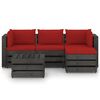 vidaXL 5 Piece Garden Lounge Set with Cushions Grey Impregnated Wood