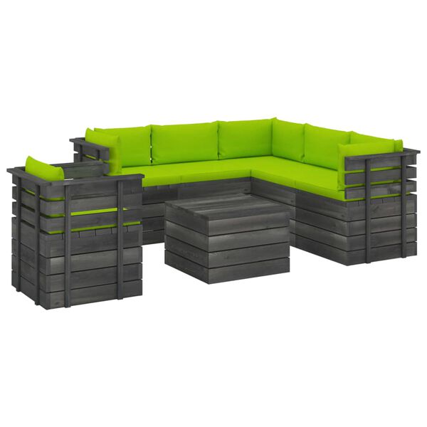 vidaXL 7 Piece Garden Pallet Lounge Set with Cushions Solid Pinewood