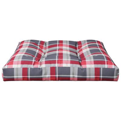 vidaXL Pallet Cushion Red Check Pattern 70x70x12 cm Fabric