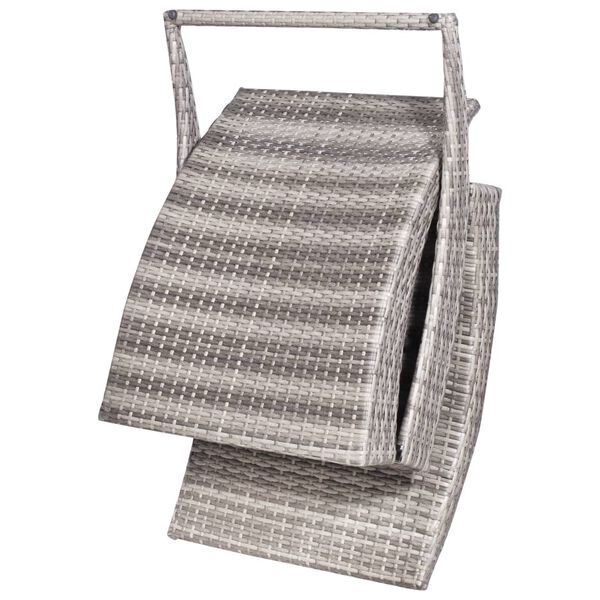vidaXL Folding Sun Lounger with Cushion Poly Rattan Grey