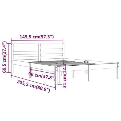 vidaXL Bed Frame without Mattress Solid Wood Pine 140x200 cm Honey Brown