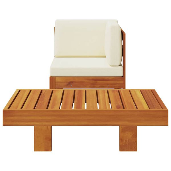 vidaXL 2 Piece Garden Lounge Set with Cream White Cushions Acacia Wood
