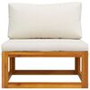 vidaXL Sectional Middle Sofa & Cream White Cushion Solid Acacia Wood